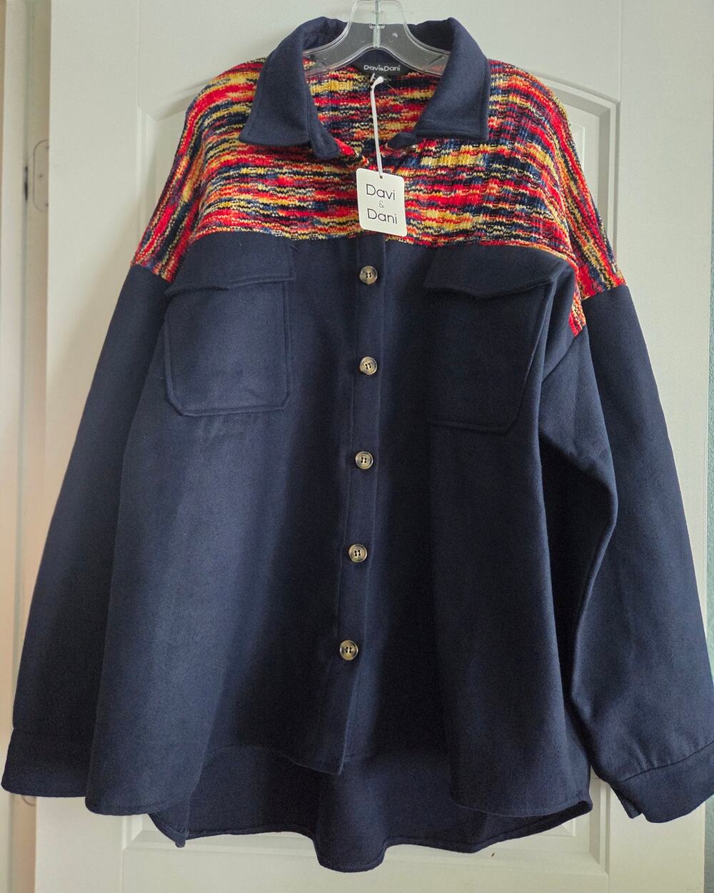 Davi & Dani Western Boho Aztec Longline Duster Shacket Jacket Women Plus 2XL NWT